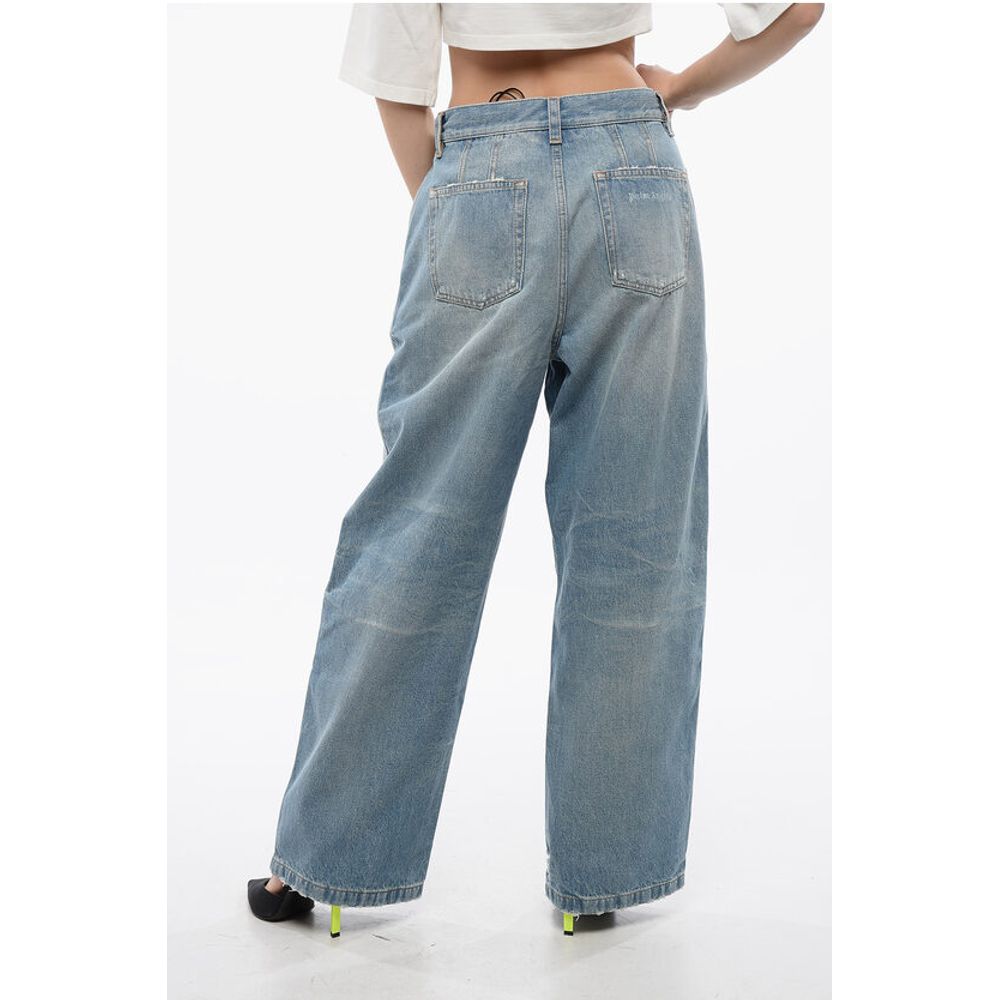 Palm Angels High Waisted Wide Fit Light Washed Jeans