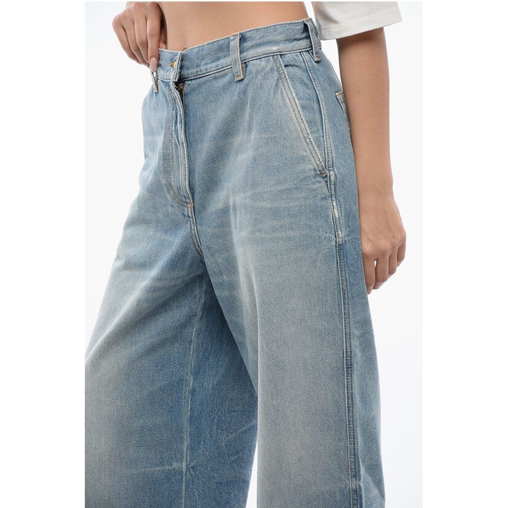 Palm Angels High Waisted Wide Fit Light Washed Jeans