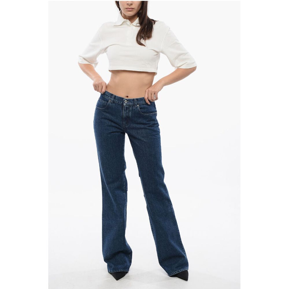 Off-White High Waisted Mid Washed Straight-Fit Jeans