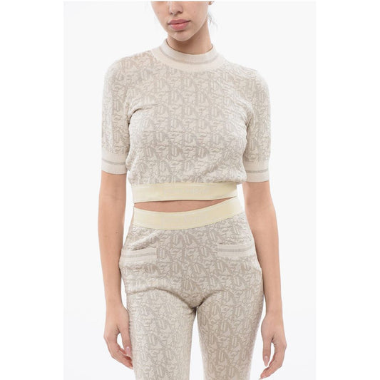 Palm Angels Monogram Jacquard Cropped Top With Logoed Band