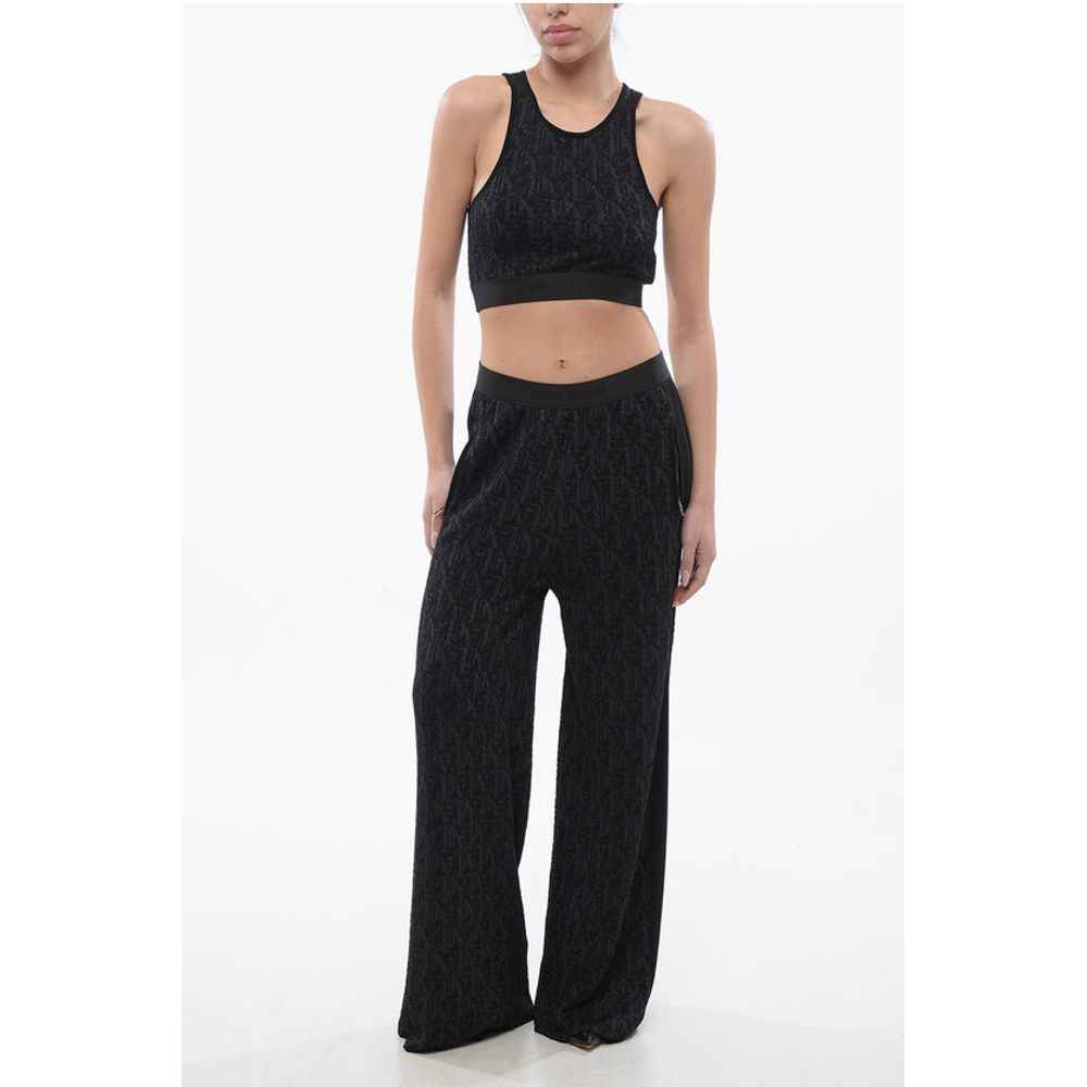 Palm Angels Monogram Lurex Pants with Elastic Waistband