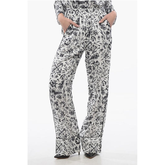Off-White Printed Satin TATTOO PAJAMA Palazzo Pants