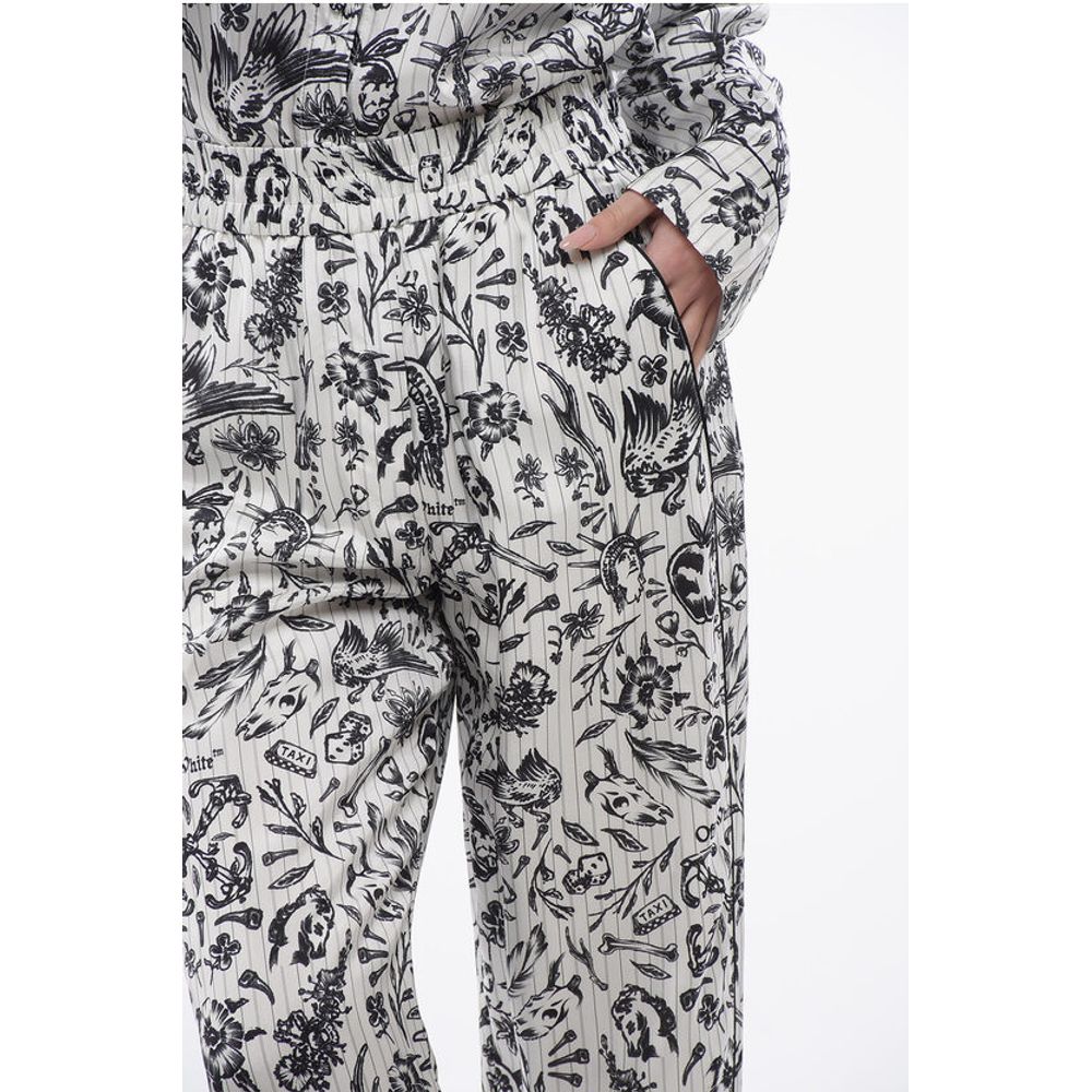 Off-White Printed Satin TATTOO PAJAMA Palazzo Pants