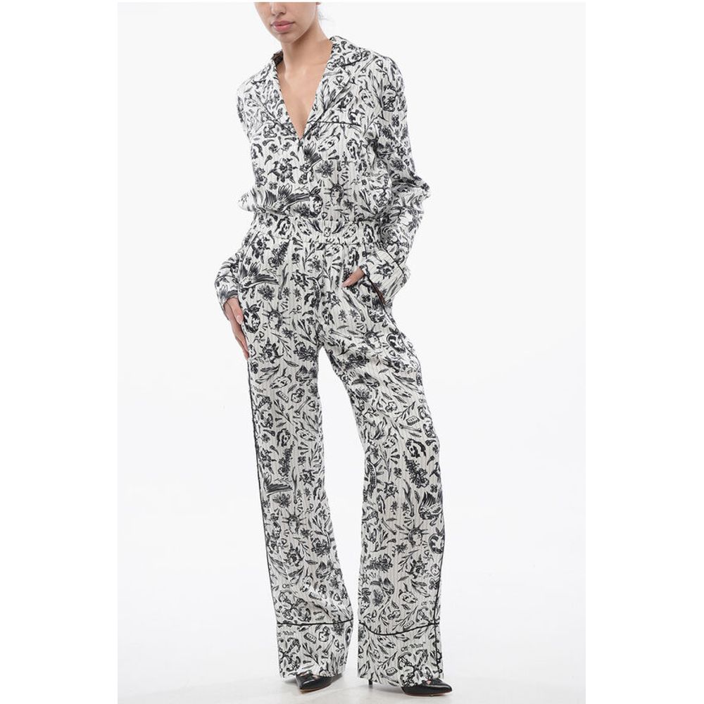 Off-White Printed Satin TATTOO PAJAMA Palazzo Pants