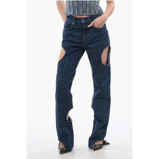 Off-White All-Over Embroidered METEOR Dark Washed Denims 22cm
