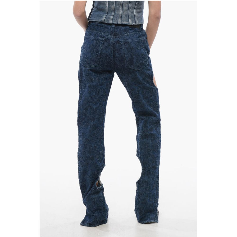 Off-White All-Over Embroidered METEOR Dark Washed Denims 22cm