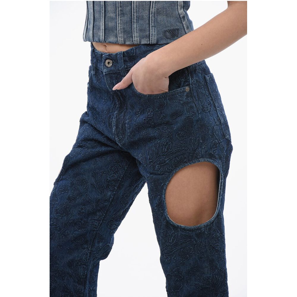 Off-White All-Over Embroidered METEOR Dark Washed Denims 22cm
