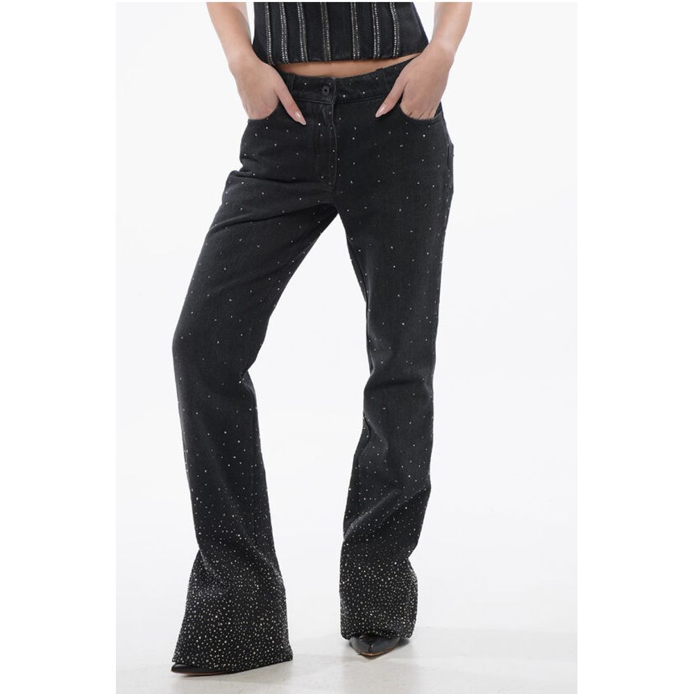 Off-White Low Rise BLING Flared Fit Denims with All-Over Rhinestones 2