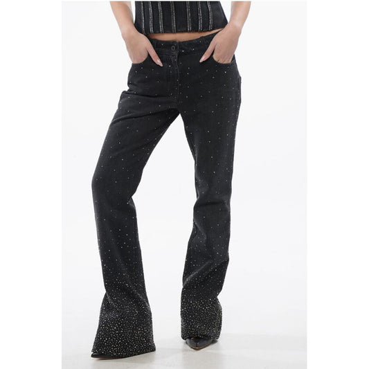 Off-White Low Rise BLING Flared Fit Denims with All-Over Rhinestones 2