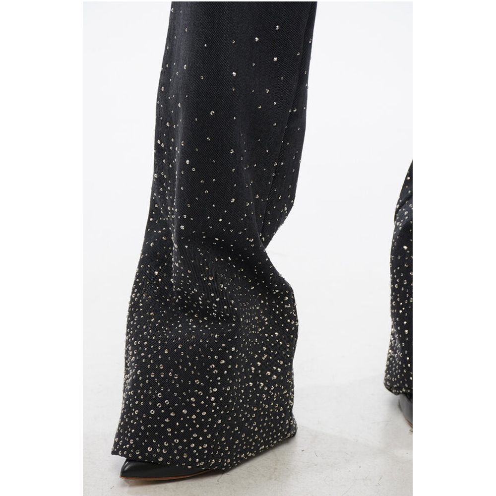 Off-White Low Rise BLING Flared Fit Denims with All-Over Rhinestones 2