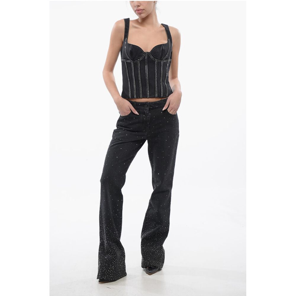 Off-White Low Rise BLING Flared Fit Denims with All-Over Rhinestones 2