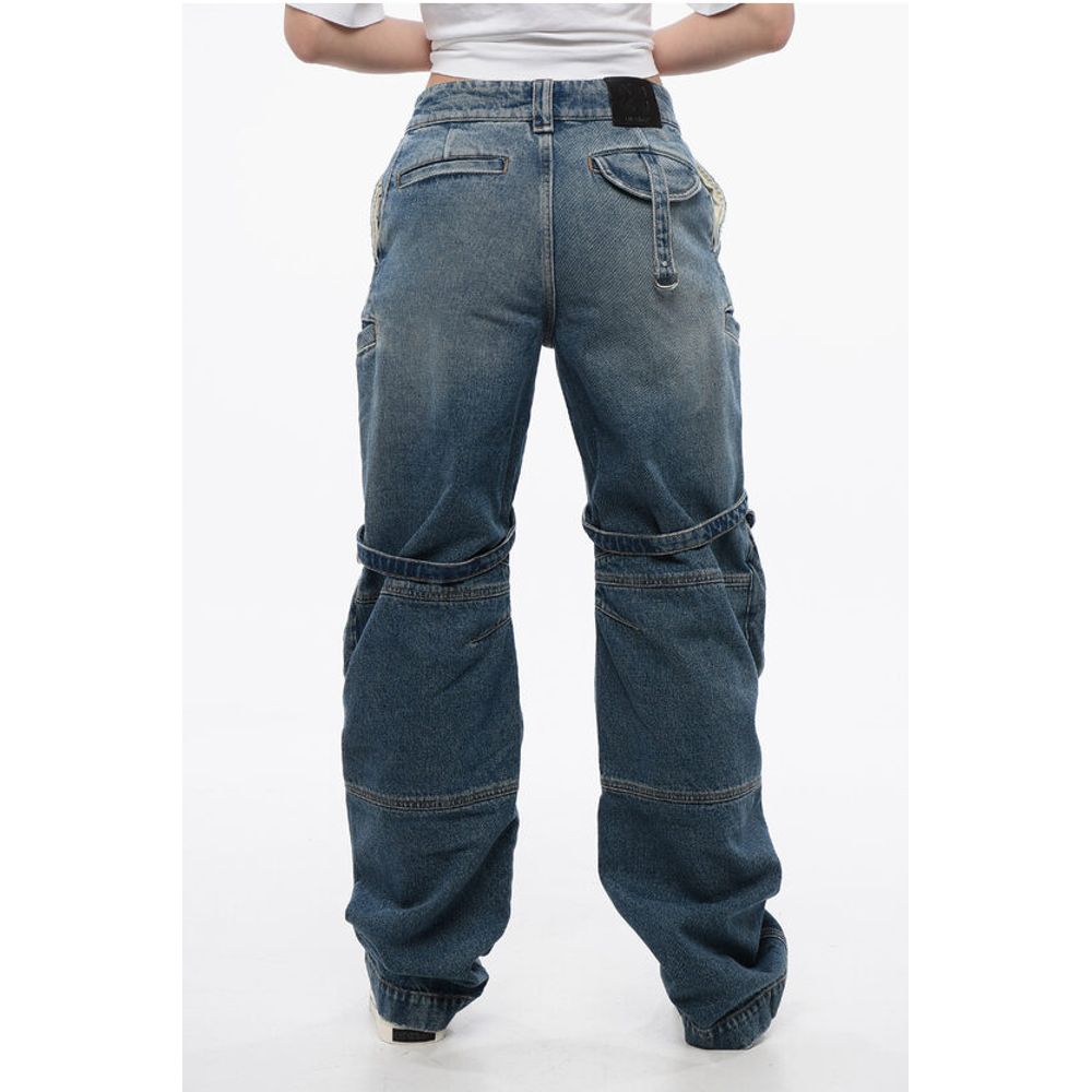 Off-White Loose Fit Cargo Jeans with Regular Waist