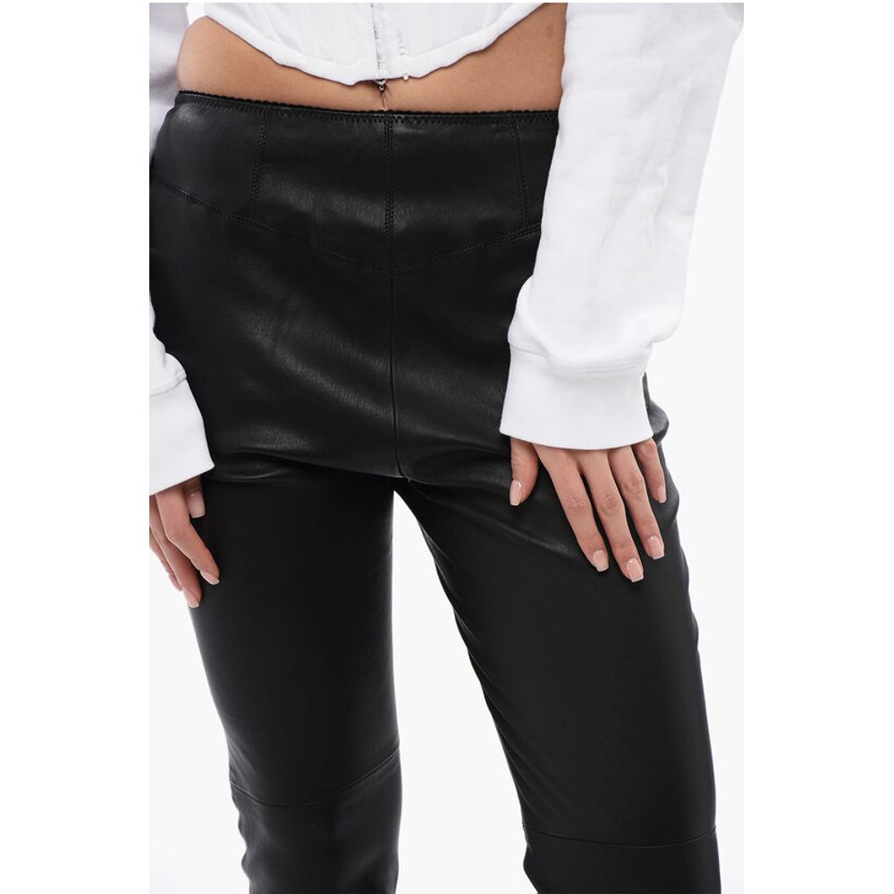 Dsquared² Leather Leggings with Zipped Ankle