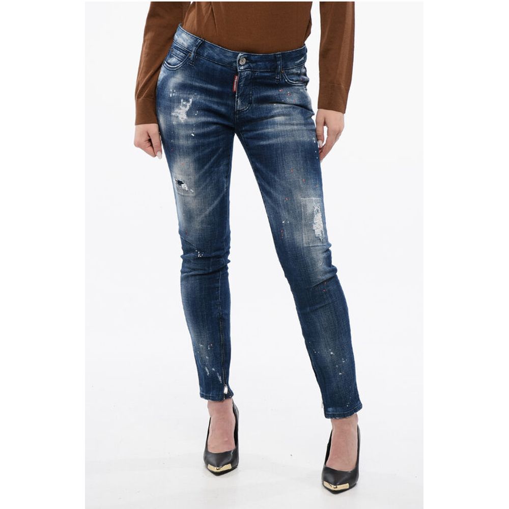 Dsquared² Vintage Effect Skinny Fit Jeans with Ankle Zip