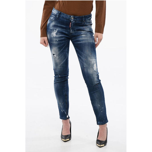 Dsquared² Vintage Effect Skinny Fit Jeans with Ankle Zip
