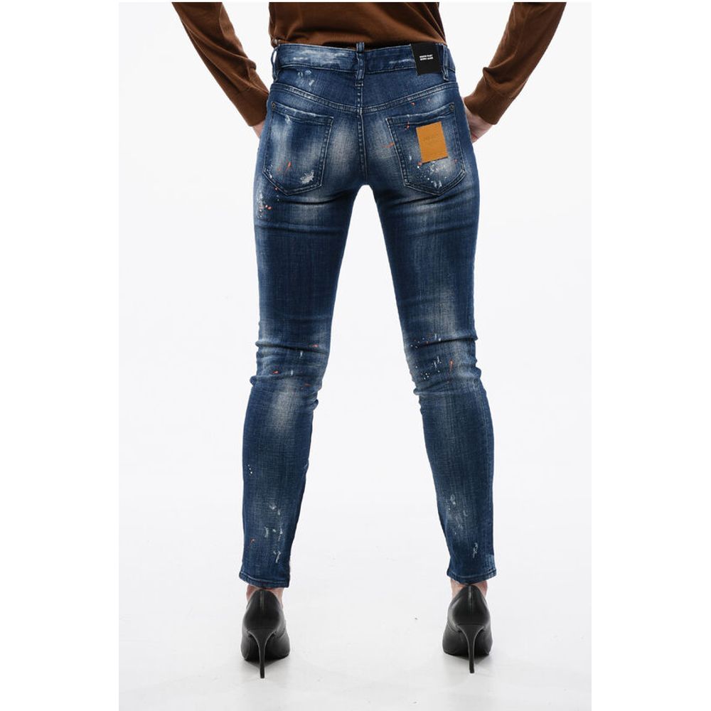 Dsquared² Vintage Effect Skinny Fit Jeans with Ankle Zip