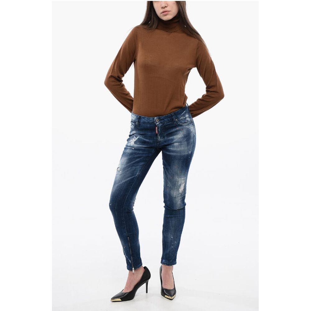 Dsquared² Vintage Effect Skinny Fit Jeans with Ankle Zip