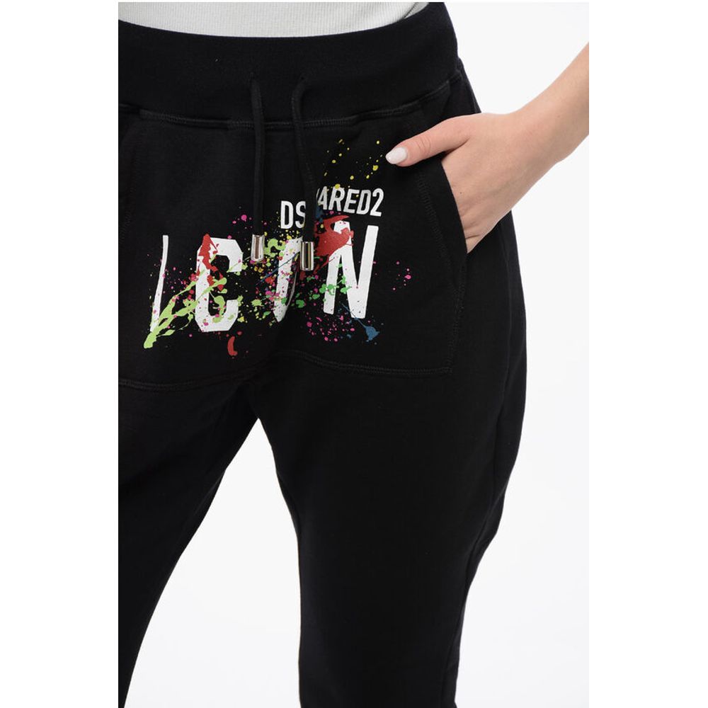 Dsquared² ICON Fleeced Cotton Joggers with Patch Pocket