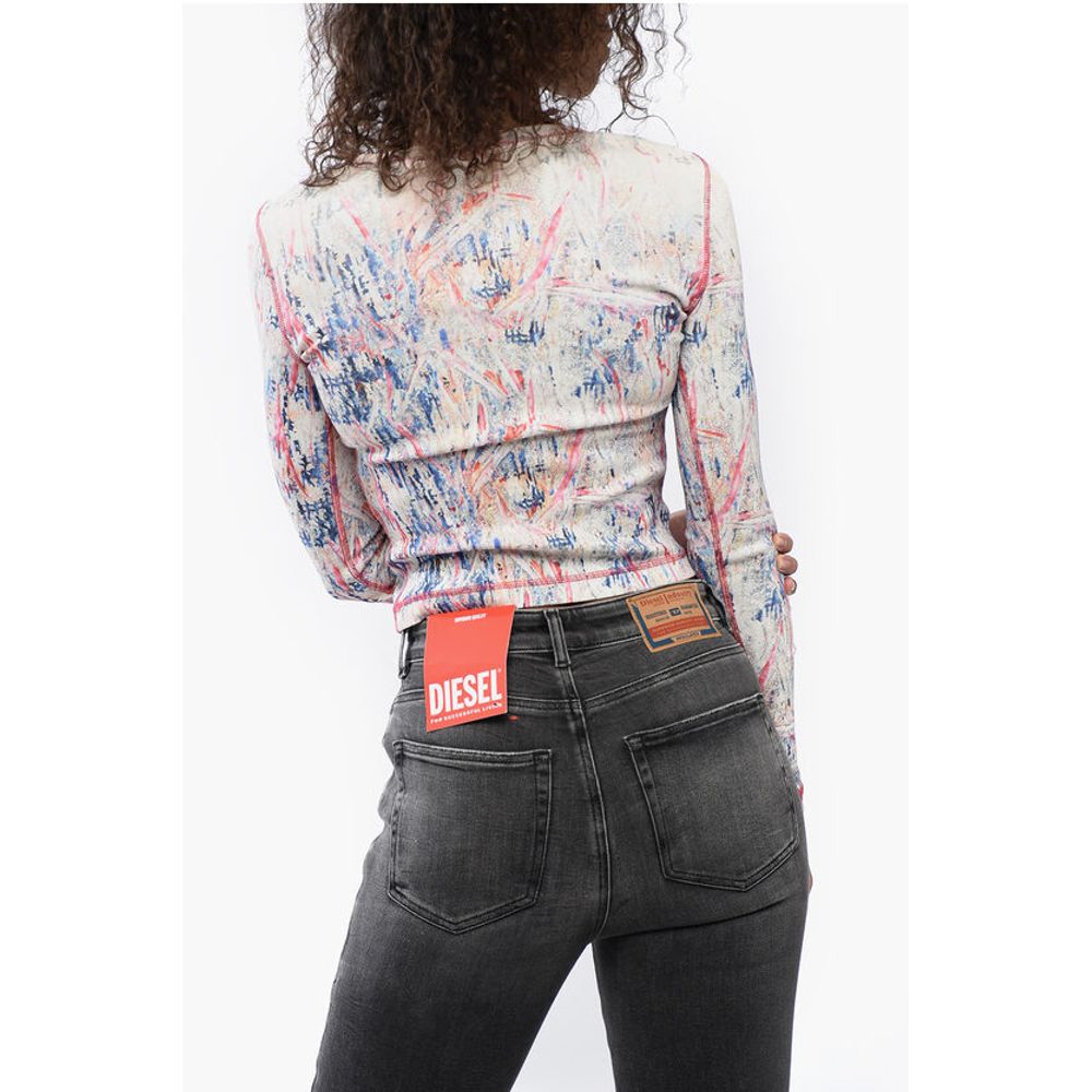 Diesel Ribbed Fabric Top with Abrastract Pattern