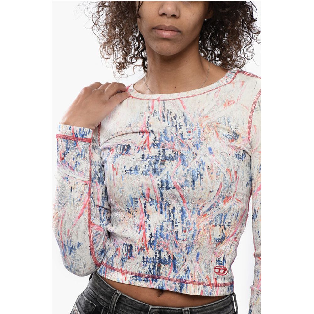 Diesel Ribbed Fabric Top with Abrastract Pattern