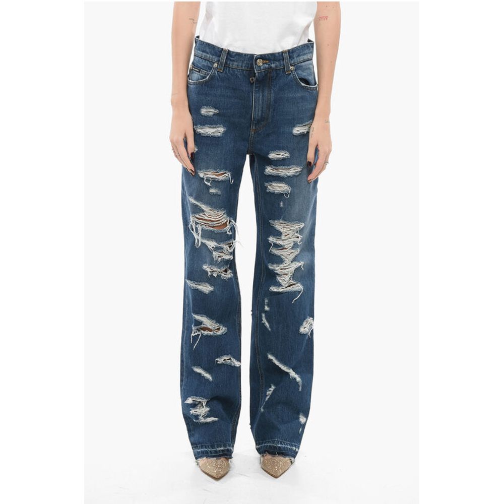 Dolce & Gabbana Distressed Denims with Fringed Hem 23cm