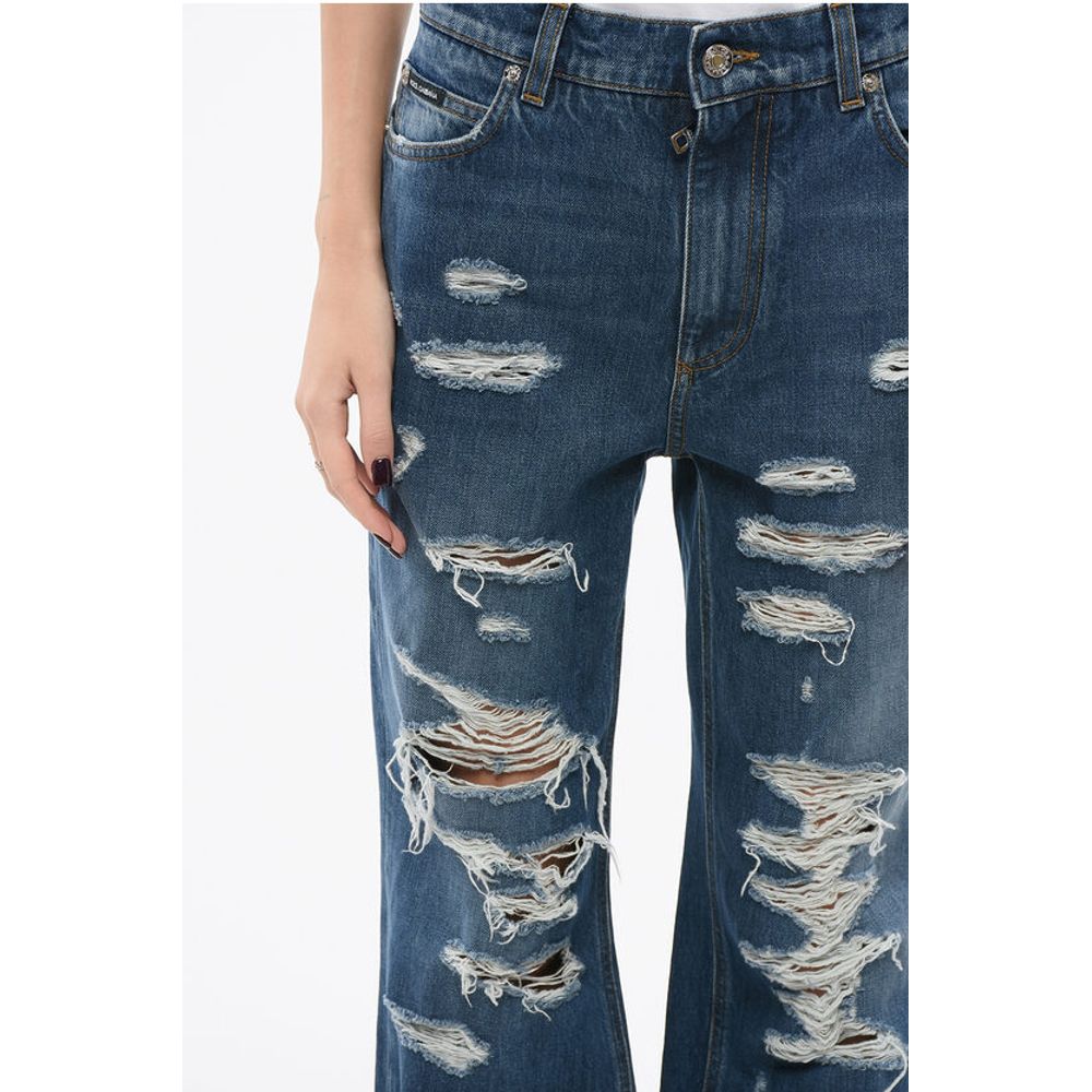 Dolce & Gabbana Distressed Denims with Fringed Hem 23cm
