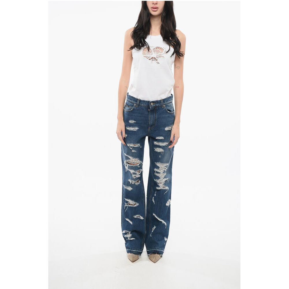 Dolce & Gabbana Distressed Denims with Fringed Hem 23cm