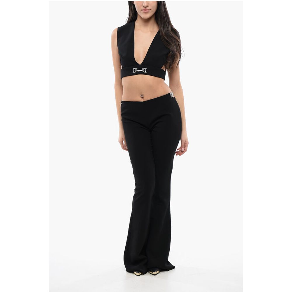 Dsquared² Jeweled Detail Flared Fit Pants