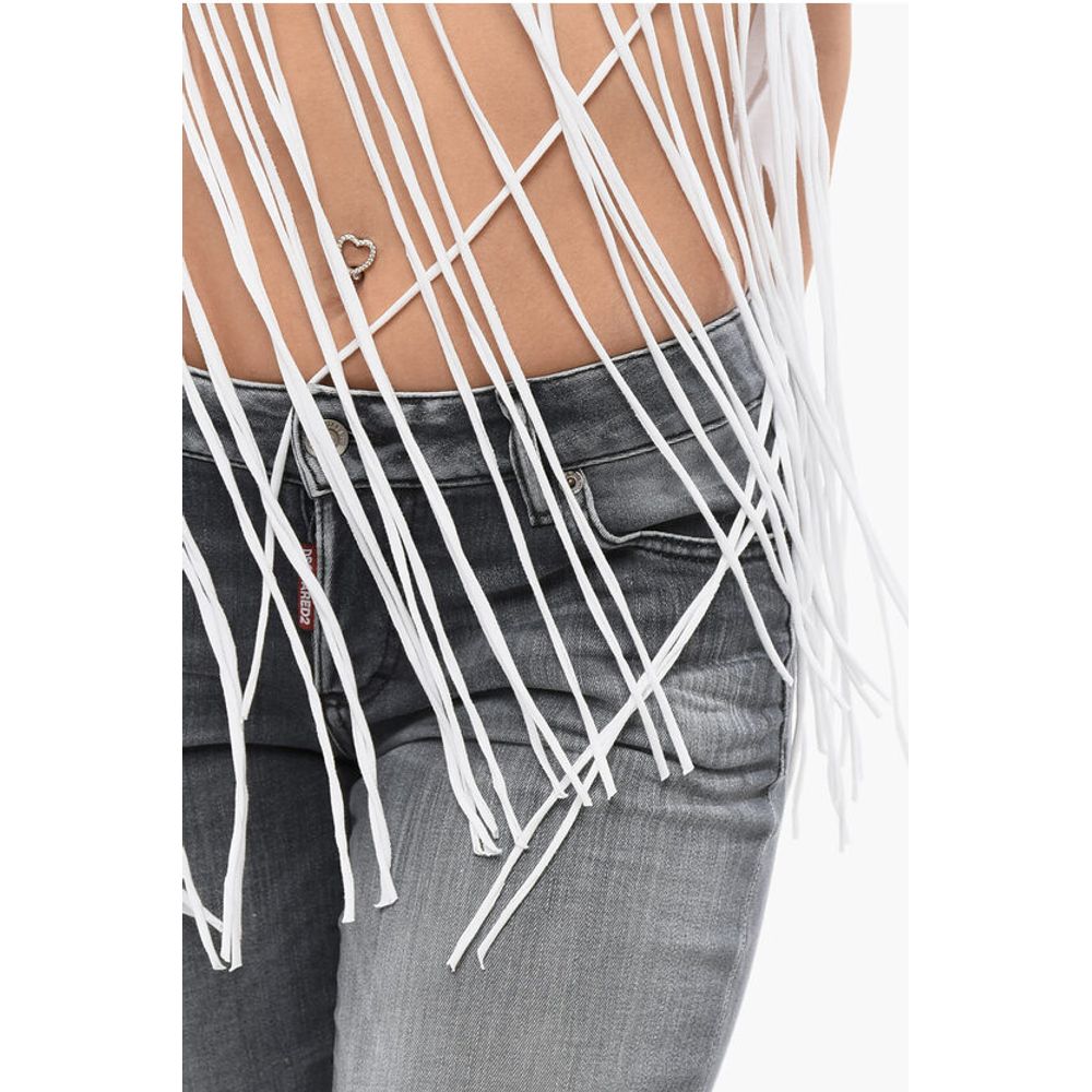 Dsquared² Fringed Hem SPRAY SUNSET Crop T-Shirt