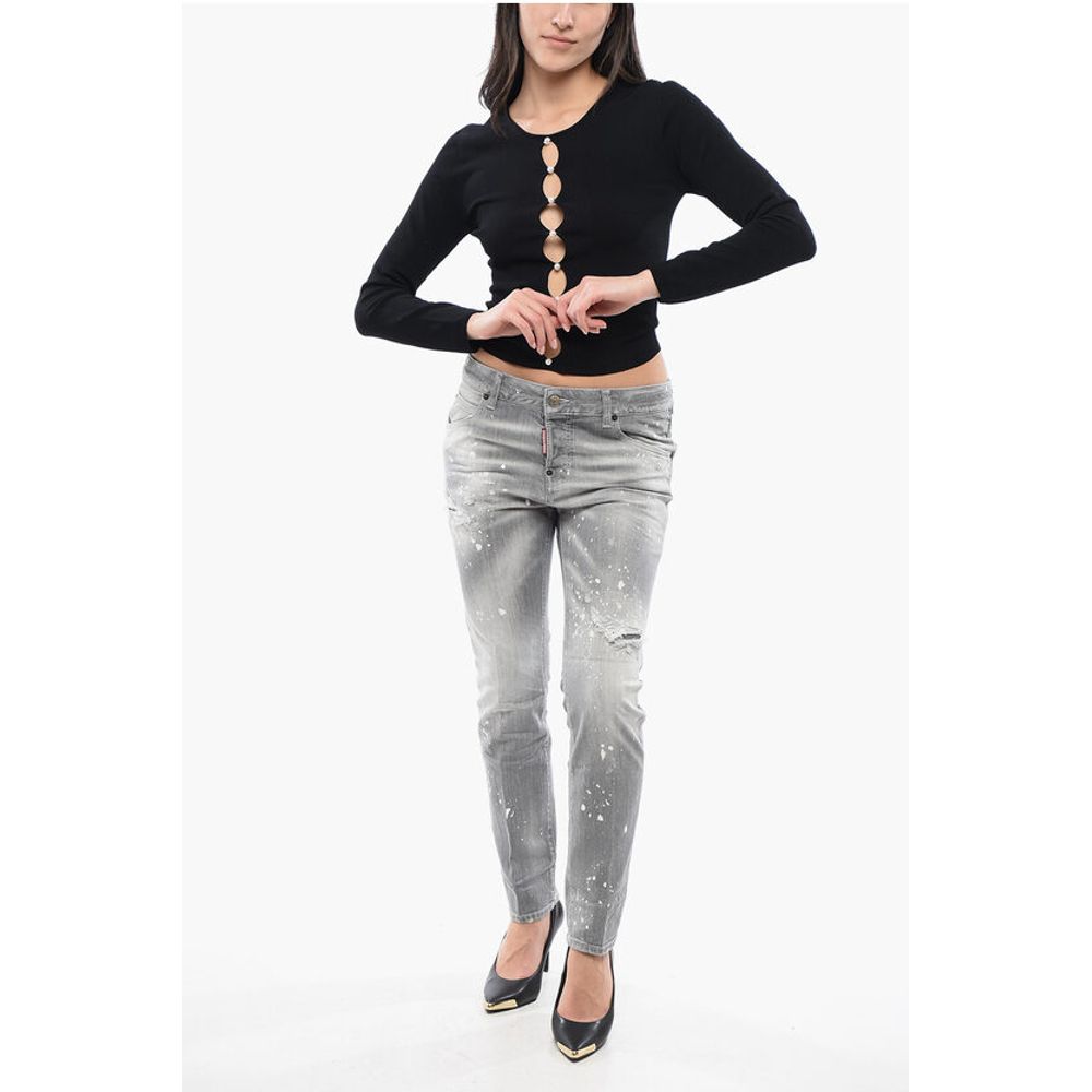 Dsquared² Knitted Cut-out Top with Pearl Detail