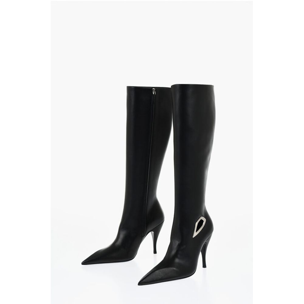 Off-White Leather HIgh Boots With Cut-Out Details Heel 11 cm