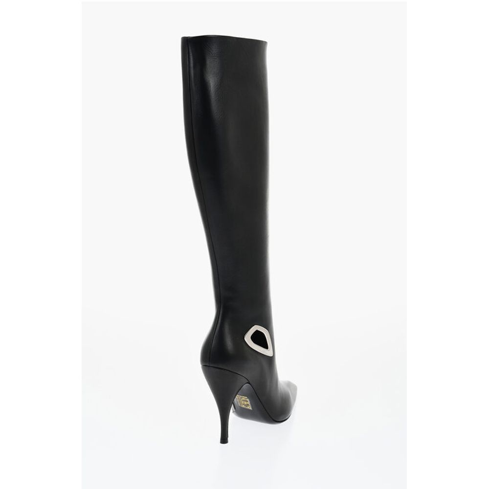 Off-White Leather HIgh Boots With Cut-Out Details Heel 11 cm