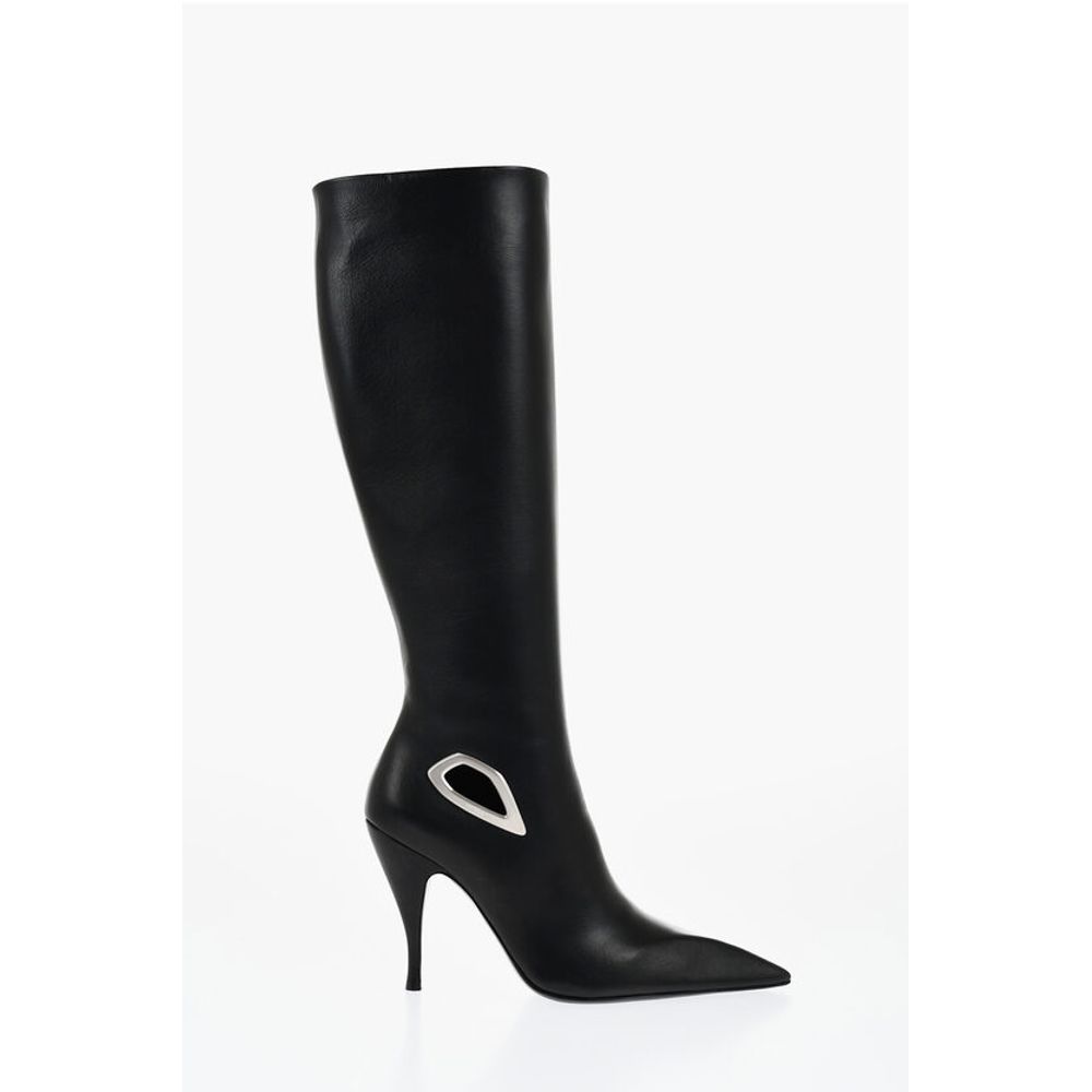 Off-White Leather HIgh Boots With Cut-Out Details Heel 11 cm