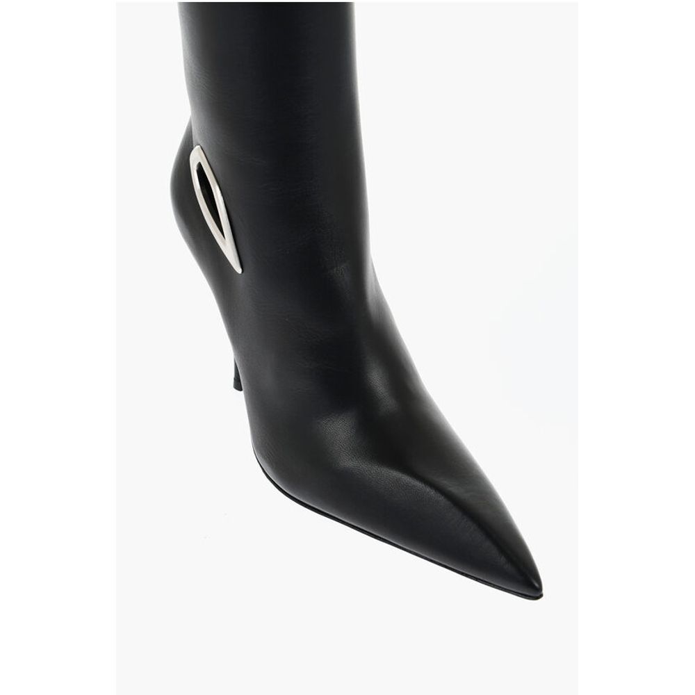 Off-White Leather HIgh Boots With Cut-Out Details Heel 11 cm