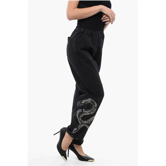 AllSaints Stretch Cotton Pants with Elastic Waistband and Decorated Sn