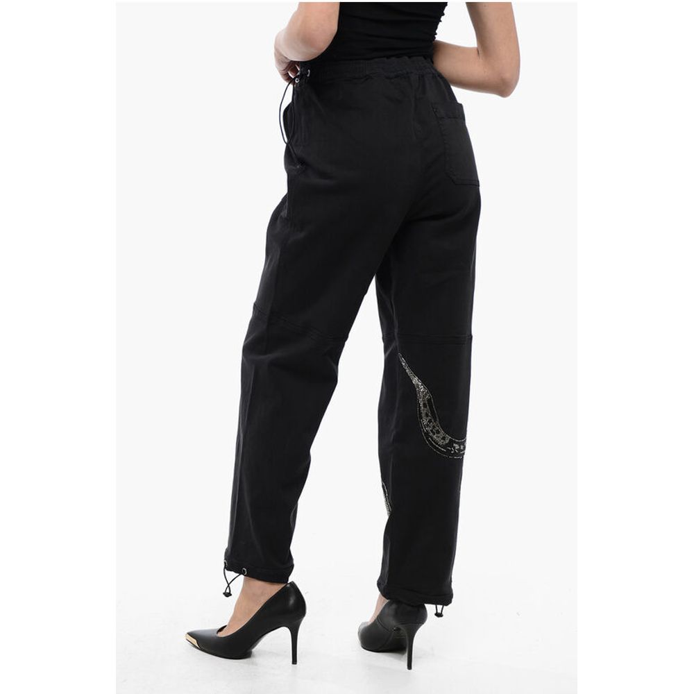 AllSaints Stretch Cotton Pants with Elastic Waistband and Decorated Sn