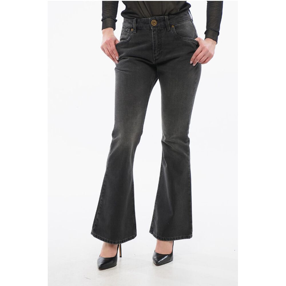 Balmain Cropped Fit Bootcut Denims with Belt Loops