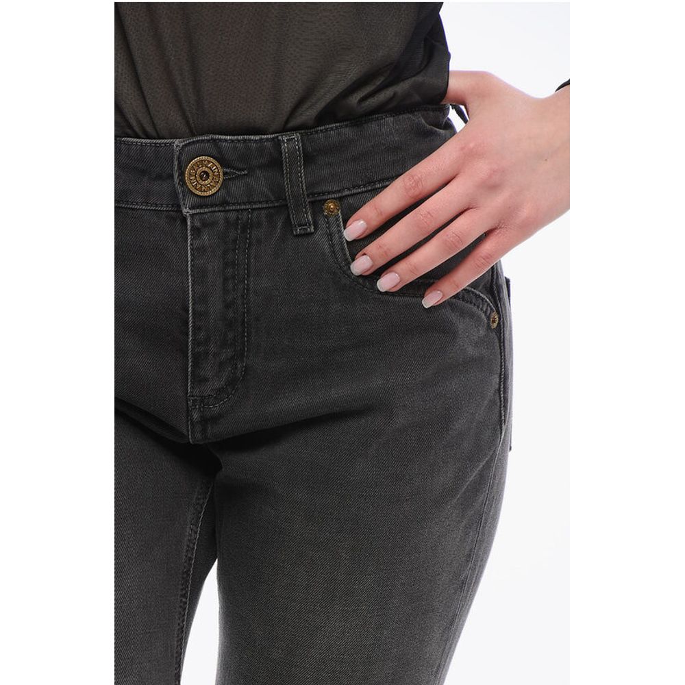 Balmain Cropped Fit Bootcut Denims with Belt Loops