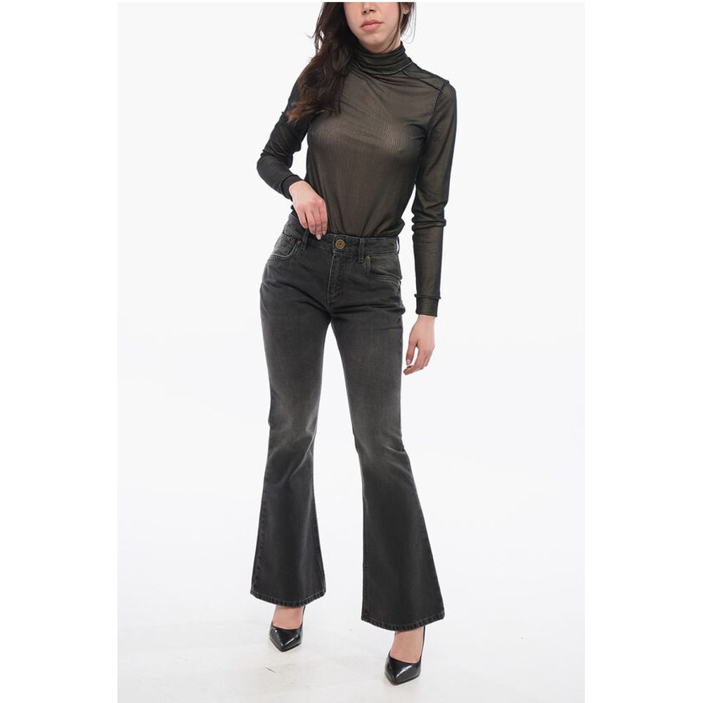 Balmain Cropped Fit Bootcut Denims with Belt Loops