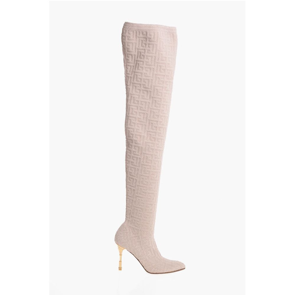 Balmain Monogrammed Over-the-knee Boots