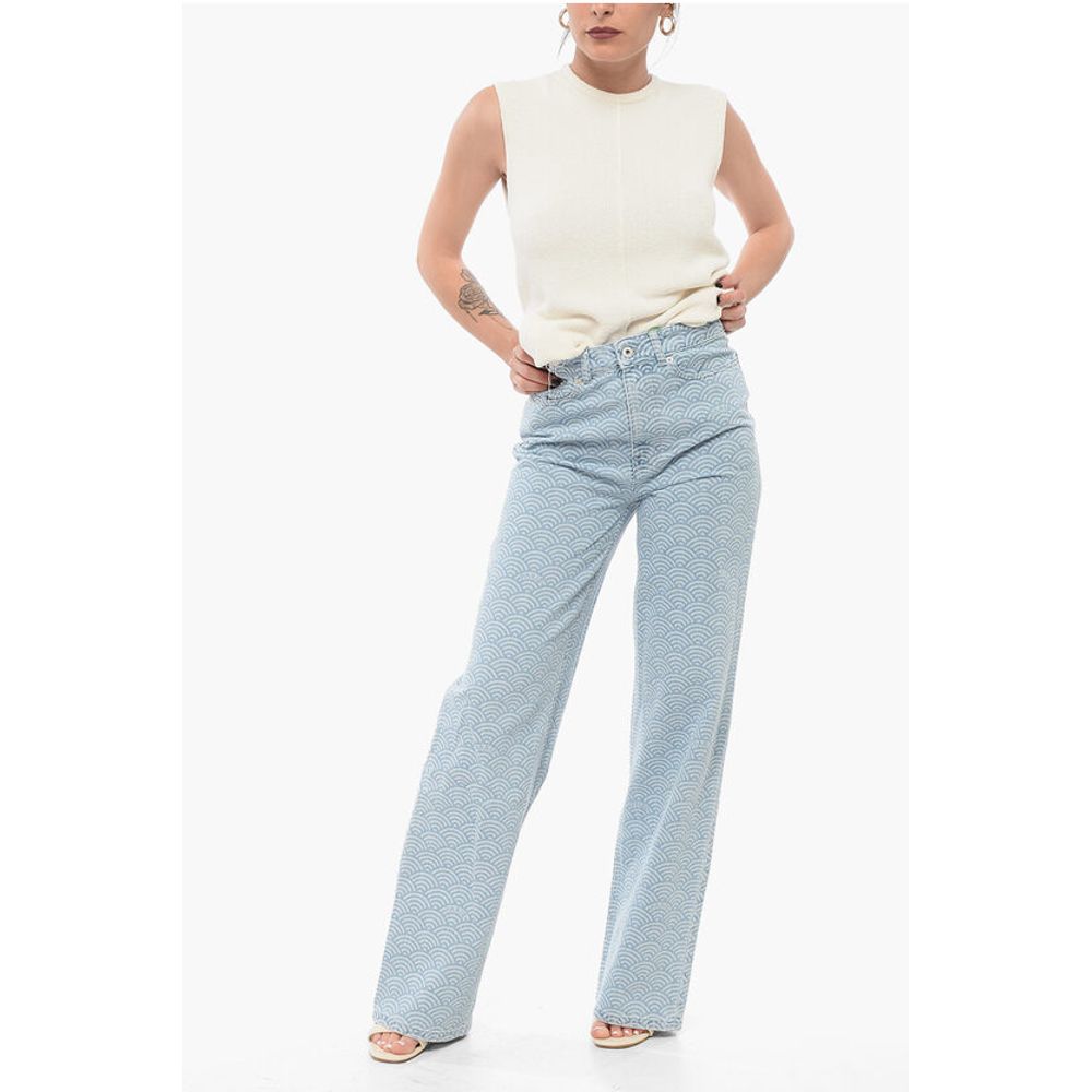 Kenzo Rainbow Patterned SEIGAIHA AYAME Straight Fit Denims 23cm