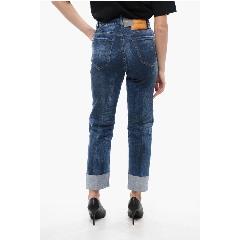 Dsquared² Dark Washed Boston Fit Denims with Cuffs 18cm