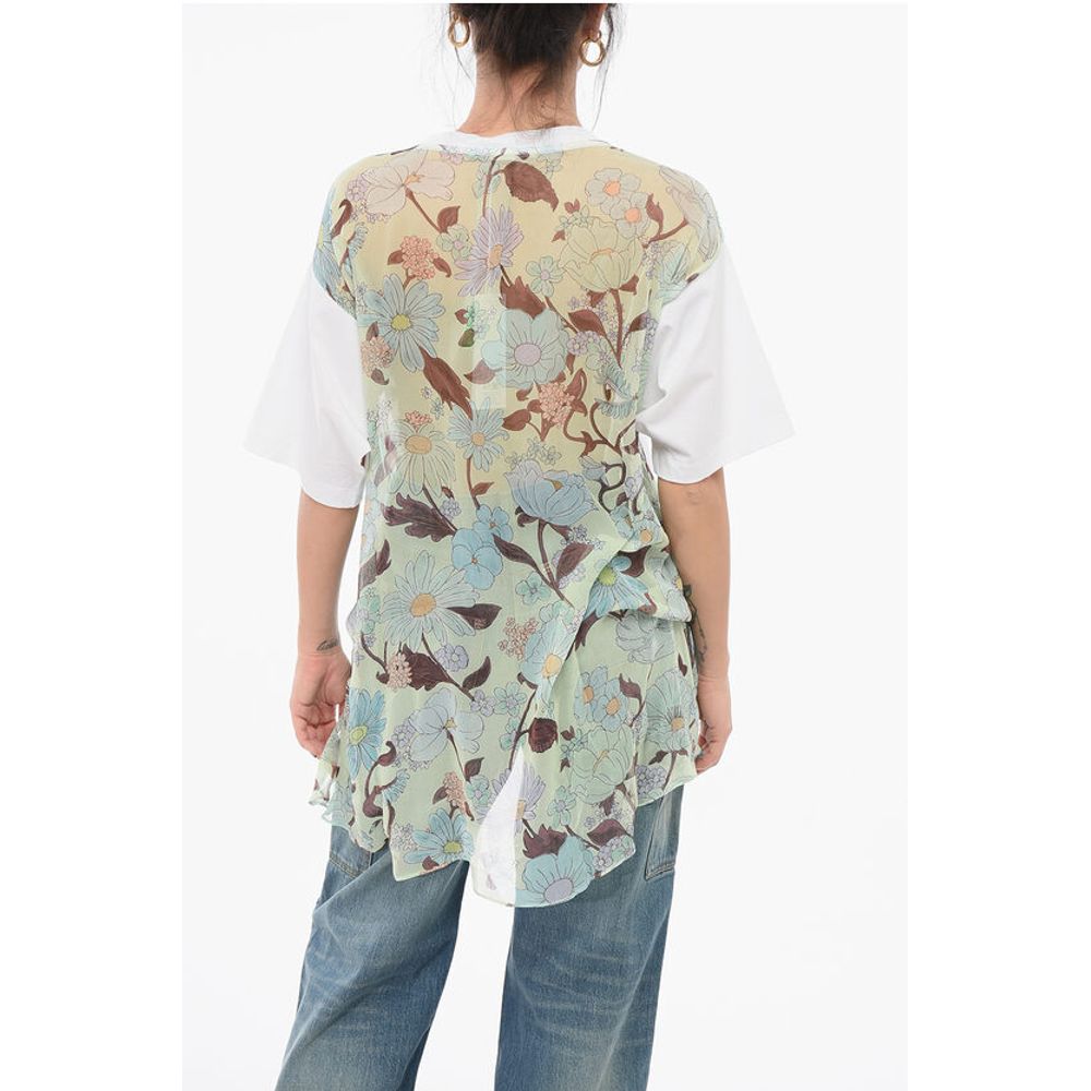 Stella McCartney Asymmetric T-shirt with Chiffon Detail