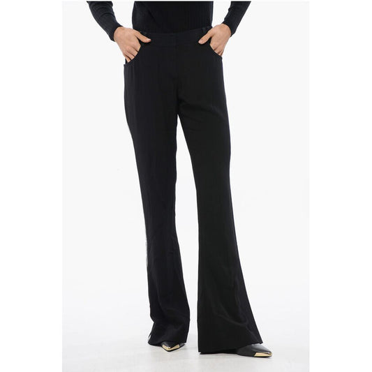 Balmain Flared-Fit Pants With Rhinestoned Side Band