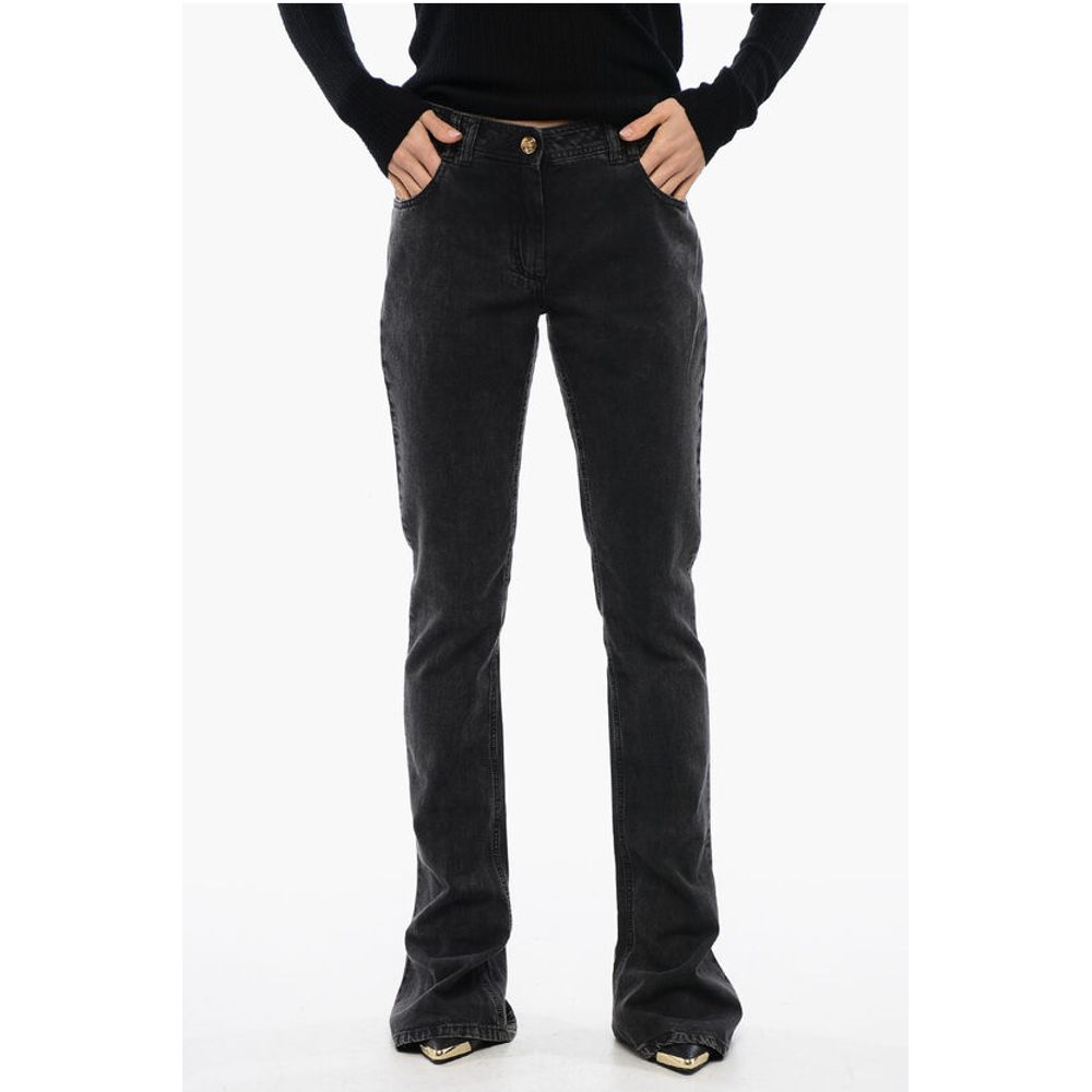 Balmain Low-waisted Bootcut Denims with Jewel Buttons