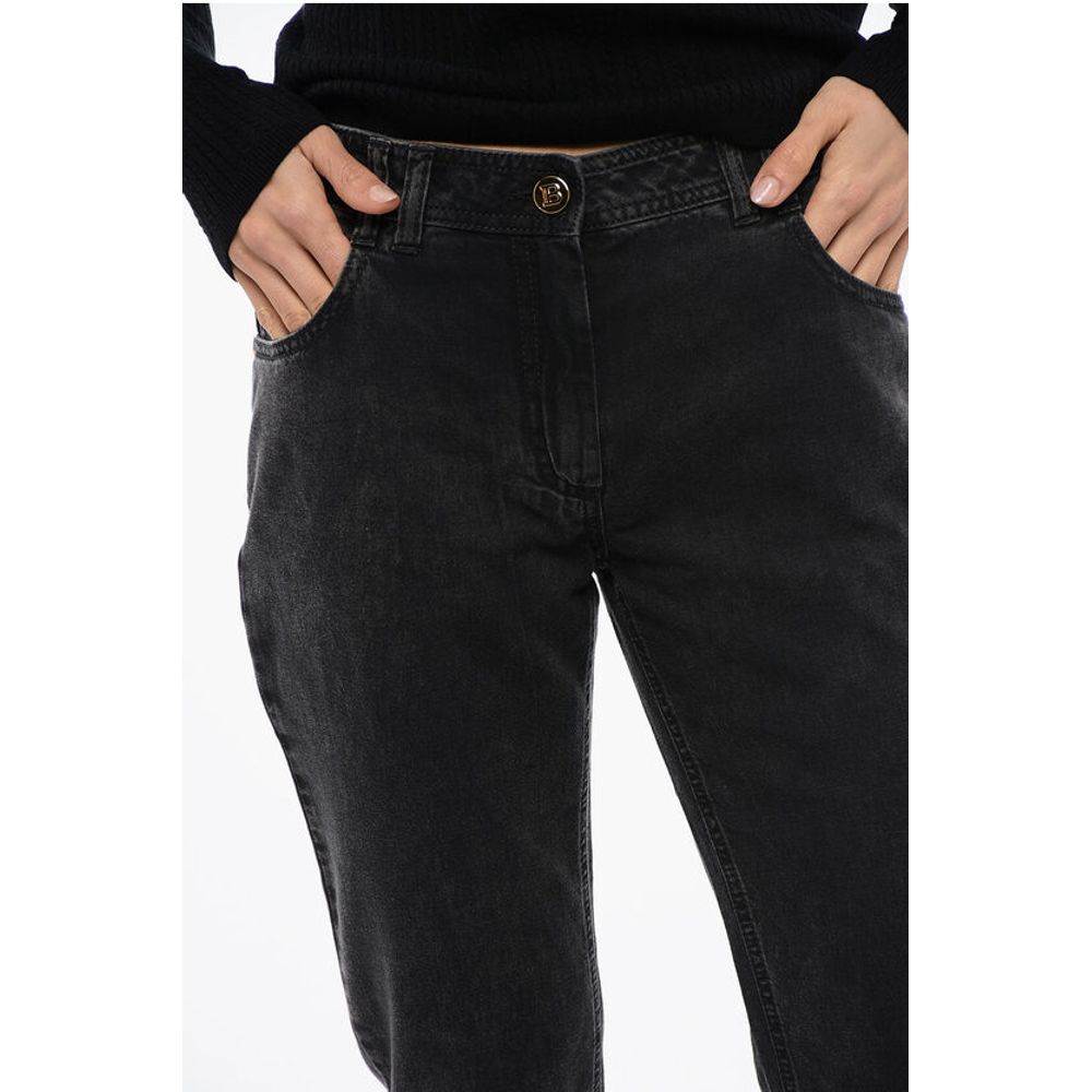 Balmain Low-waisted Bootcut Denims with Jewel Buttons