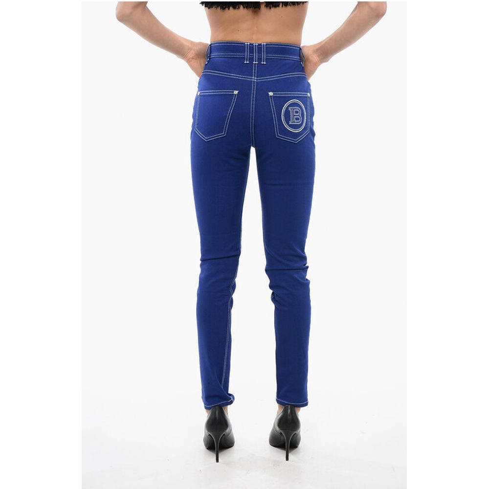 Balmain High-waisted Skinny Denims with Visible Stitching