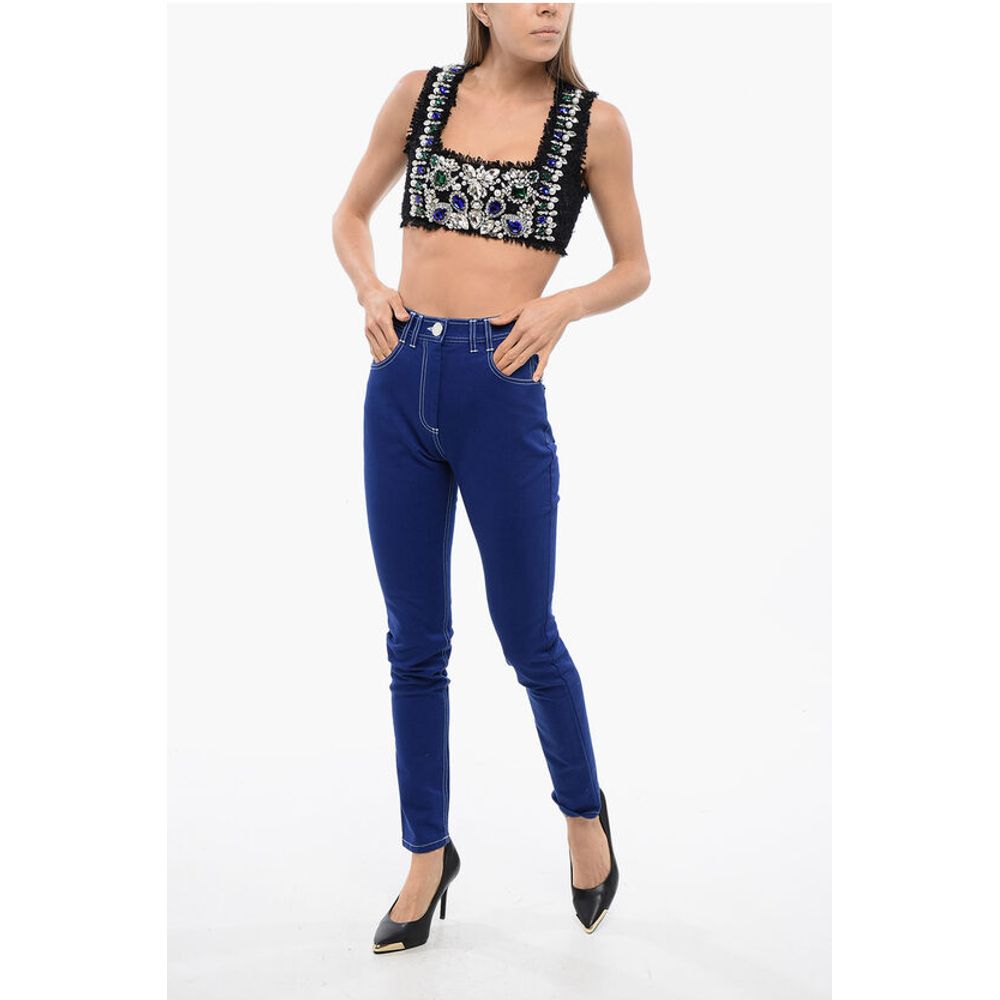 Balmain High-waisted Skinny Denims with Visible Stitching