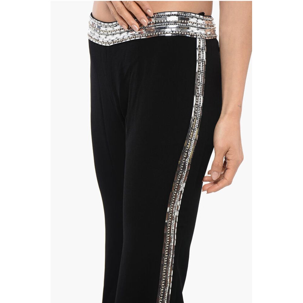 Balmain Flare-Fit Pants With Sequined Side Bands