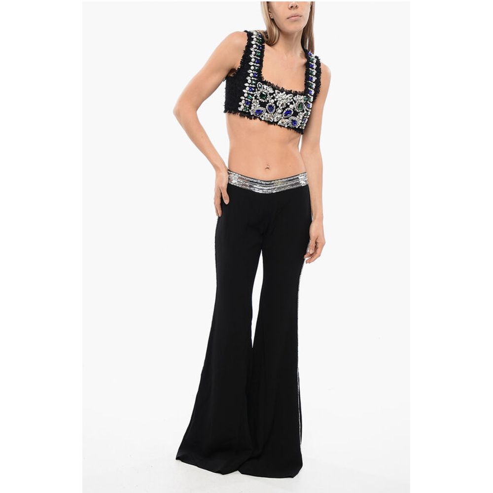 Balmain Flare-Fit Pants With Sequined Side Bands